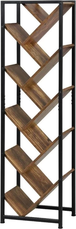 WOLTU Bücherregal Baumform, Standregal Mit 10 Ebenen, Aus Holzwerkstoff, Schwarz Helle Eiche -Möbel Store Buecherregal Baumform Standregal 10 Ebenen Holzwerkstoff W0ITT5003 schwarz helle Eiche9 1280x1280