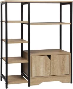 Standregal Bücherregal Mit Schrank MDF Metall 80x35x97cm Helleiche