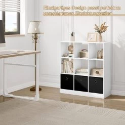 WOLTU Bücherregal Standregal Würfelregal, Mit 9 Fächern 3 Schubladen, Aus Vliesstoff -Möbel Store Buecherregal Standregal Wuerfelregal 9 Faechern 3 Schubladen Vliesstoff W0ATT0326 Weiss7 1280x1280