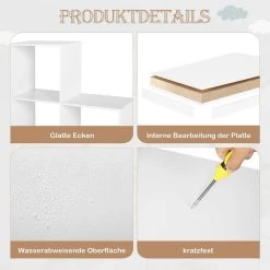 WOLTU Bücherregal Mit 10 Fächern, Holzwerkstoff, Würfelregal Stufenregal, Weiß -Möbel Store Buecherregal mit 10 Faechern Holzwerkstoff Wuerfelregal Stufenregal W0ITT0099 Weiss6 1280x1280