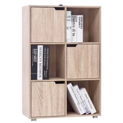 WOLTU Bücherregal Bücherschrank Standregal, Mit 3 Türen, 6 Fächer Holzwerkstoff -Möbel Store Buecherregal mit 3 Tueren aus MDF SK001hei 2 1280x1280