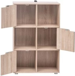 WOLTU Bücherregal Bücherschrank Standregal, Mit 3 Türen, 6 Fächer Holzwerkstoff -Möbel Store Buecherregal mit 3 Tueren aus MDF SK001hei 5IK7NMje0a5QCF 1280x1280