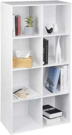 Bücherregal 8 Fächer, Standregal, Freistehendes Würfelregal 60x121x29,5 Cm -Möbel Store Buecherschrank Aufbewahrungregal Aktenschrank weiss3 1280x1280