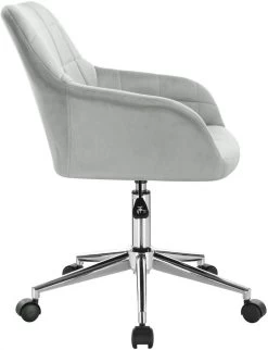 1x Bürohocker Schreibtischstuhl Drehhocker Rollhocker Höhenverstellbar, Aus Samt -Möbel Store Buerohocker Arbeitshocker aus Samt Modell Rita hellgrau4 1280x1280