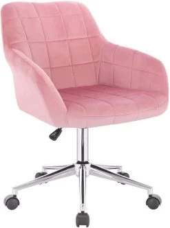 1x Bürohocker Schreibtischstuhl Drehhocker Rollhocker Höhenverstellbar, Aus Samt