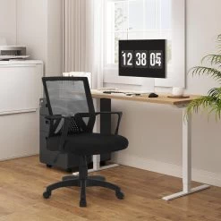 Bürostuhl Schreibtischstuhl Mit Armlehne Wippfunktion, Netzbezug, Gestell Aus Nylon -Möbel Store Buerostuhl Schreibtischstuhl Drehstuhl Armlehne Wippfunktion BS88sz schwarz3 1280x1280