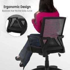 Bürostuhl Schreibtischstuhl Mit Armlehne Wippfunktion, Netzbezug, Gestell Aus Nylon -Möbel Store Buerostuhl Schreibtischstuhl Drehstuhl Armlehne Wippfunktion BS88sz schwarz5 1280x1280