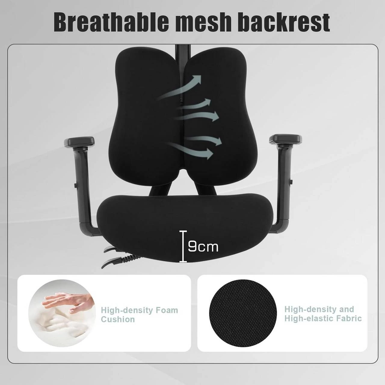 WOLTU Bürostuhl Ergonomisch, Mit Geteilter Rückenlehne, Liegefunktion, Aus Mesh 7 WOLTU Bürostuhl Ergonomisch, Mit Geteilter Rückenlehne, Liegefunktion, Aus Mesh – Bild 7