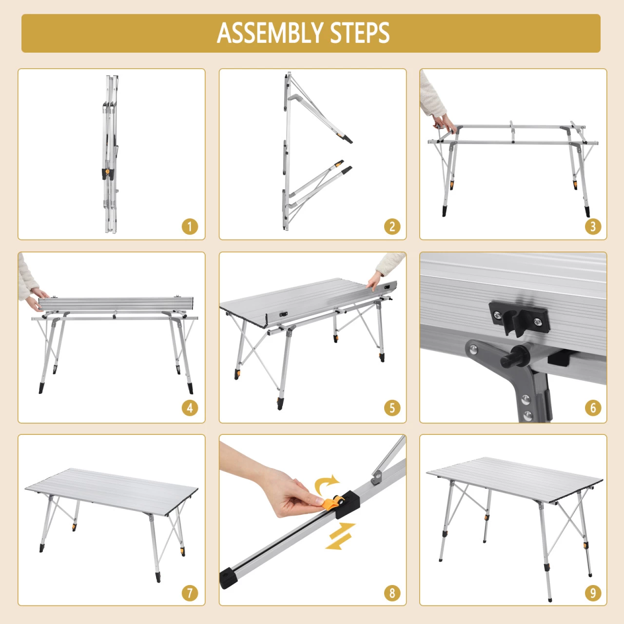 Alu Campingtisch Mit Tragetasche 120 × 68.5 Cm Für 4-6 Personen 7 Alu Campingtisch Mit Tragetasche 120 × 68.5 Cm Für 4-6 Personen – Bild 7