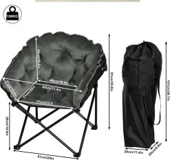 WOLTU Campingstuhl, Gepolstert, Samt Oxford-Gewebe, 150 Kg, Schwarz+Dunkelgrau 10 WOLTU Campingstuhl, Gepolstert, Samt Oxford-Gewebe, 150 Kg, Schwarz+Dunkelgrau -Möbel Store Campingstuhl gepolstert Samt Oxford Gewebe 150 kg W0ETT0192 Schwarz Dunkelgrau4 1280x1280