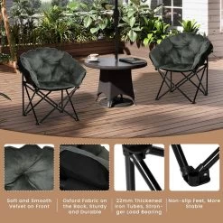 WOLTU Campingstuhl, Gepolstert, Samt Oxford-Gewebe, 150 Kg, Schwarz+Dunkelgrau 12 WOLTU Campingstuhl, Gepolstert, Samt Oxford-Gewebe, 150 Kg, Schwarz+Dunkelgrau -Möbel Store Campingstuhl gepolstert Samt Oxford Gewebe 150 kg W0ETT0192 Schwarz Dunkelgrau6 1280x1280