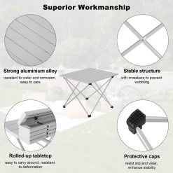 Alu Campingtisch Klappbar Falttisch Ultra Leichte Tragbar Mit Tragetasche -Möbel Store Campingtisch Alu klappbar Tragetasche CPT8133sb silber5 1280x1280