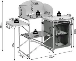 Faltbar Campingschrank Inkl.Tragetasche Mit Aluminiumgestell Reiseküche Tragbar -Möbel Store Campingtisch Campingschrank Tragetasche mit Aluminiumgestell CPT8140wgr MA weiss grau3 1280x1280