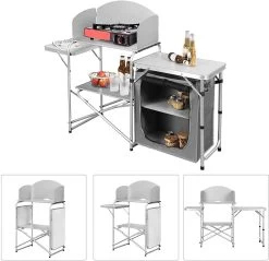 Faltbar Campingschrank Inkl.Tragetasche Mit Aluminiumgestell Reiseküche Tragbar -Möbel Store Campingtisch Campingschrank Tragetasche mit Aluminiumgestell CPT8140wgr MA weiss grau4 1280x1280