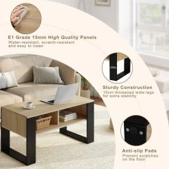 WOLTU Couchtisch, Beistelltisch Modern, Rechteckiger Kaffeetisch, 2 Offene Fächer -Möbel Store Couchtisch Beistelltisch modern rechteckiger Kaffeetisch 2 offene Faecher W0ATT0380 Helleiche4 1280x1280