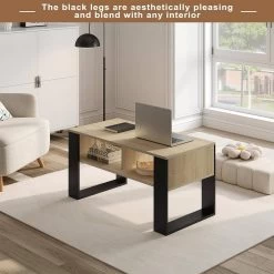 WOLTU Couchtisch, Beistelltisch Modern, Rechteckiger Kaffeetisch, 2 Offene Fächer -Möbel Store Couchtisch Beistelltisch modern rechteckiger Kaffeetisch 2 offene Faecher W0ATT0380 Helleiche6 1280x1280