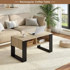 WOLTU Couchtisch, Beistelltisch Modern, Rechteckiger Kaffeetisch, 2 Offene Fächer -Möbel Store Couchtisch Beistelltisch modern rechteckiger Kaffeetisch 2 offene Faecher W0ATT0380 Helleiche8 1280x1280