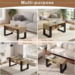 WOLTU Couchtisch, Beistelltisch Modern, Rechteckiger Kaffeetisch, 2 Offene Fächer -Möbel Store Couchtisch Beistelltisch modern rechteckiger Kaffeetisch 2 offene Faecher W0ATT0380 Helleiche9 1280x1280