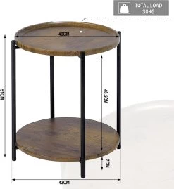 Couchtisch Rund, Mit 2 Ablagen, Mit Abnehmbarer Tischplatte, Aus MDF Metall -Möbel Store Couchtisch rund mit 2 Ablagen mit Abnehmbarer Tischplatte aus MDF Metall BTS06hov Vintage Holzmaserung3SG2MUTm0M6lMi 1280x1280