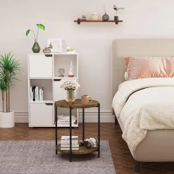 Couchtisch Rund, Mit 2 Ablagen, Mit Abnehmbarer Tischplatte, Aus MDF Metall -Möbel Store Couchtisch rund mit 2 Ablagen mit Abnehmbarer Tischplatte aus MDF Metall BTS06hov Vintage Holzmaserung4uh19CfvCO56bl 1280x1280