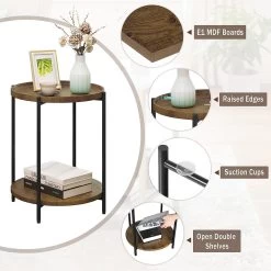 Couchtisch Rund, Mit 2 Ablagen, Mit Abnehmbarer Tischplatte, Aus MDF Metall -Möbel Store Couchtisch rund mit 2 Ablagen mit Abnehmbarer Tischplatte aus MDF Metall BTS06hov Vintage Holzmaserung5T5pXtuylsJCby 1280x1280