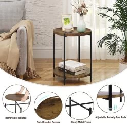 Couchtisch Rund, Mit 2 Ablagen, Mit Abnehmbarer Tischplatte, Aus MDF Metall -Möbel Store Couchtisch rund mit 2 Ablagen mit Abnehmbarer Tischplatte aus MDF Metall BTS06hov Vintage Holzmaserung6vzJ7FNK5VTbsw 1280x1280