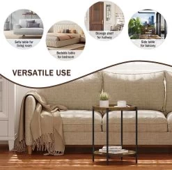 Couchtisch Rund, Mit 2 Ablagen, Mit Abnehmbarer Tischplatte, Aus MDF Metall -Möbel Store Couchtisch rund mit 2 Ablagen mit Abnehmbarer Tischplatte aus MDF Metall BTS06hov Vintage Holzmaserung7ggDqxPMX29EnV 1280x1280