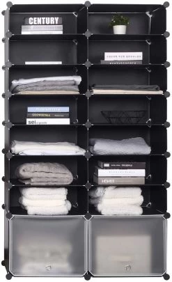 DIY Schuhschrank Schuhablage 16 Fächer Aus Kunststoff Schwarz -Möbel Store DIY Schuhschrank Schuhablage 16 Faecher aus Kunststoff SR0053sz schwarz3 1280x1280