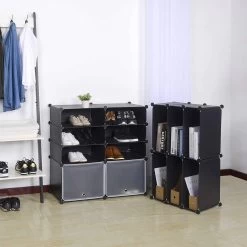 DIY Schuhschrank Schuhablage 16 Fächer Aus Kunststoff Schwarz -Möbel Store DIY Schuhschrank Schuhablage 16 Faecher aus Kunststoff SR0053sz schwarz6 1280x1280