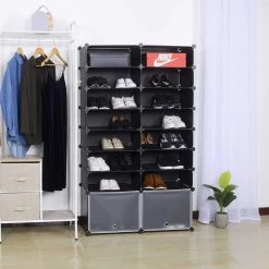 DIY Schuhschrank Mit Tür Schuhablage 16 Fächer Aus Kunststoff Schwarz -Möbel Store DIY Schuhschrank mit Tuer Schuhablage 16 Faecher aus Kunststoff schwarz SR0053sz SR0053sz TR3 1280x1280