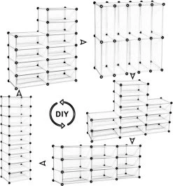 DIY Schuhschrank Mit Tür Schuhablage 16 Fächer Aus Kunststoff Schwarz -Möbel Store DIY Schuhschrank mit Tuer Schuhablage 16 Faecher aus Kunststoff schwarz SR0053sz SR0053sz TR7 1280x1280