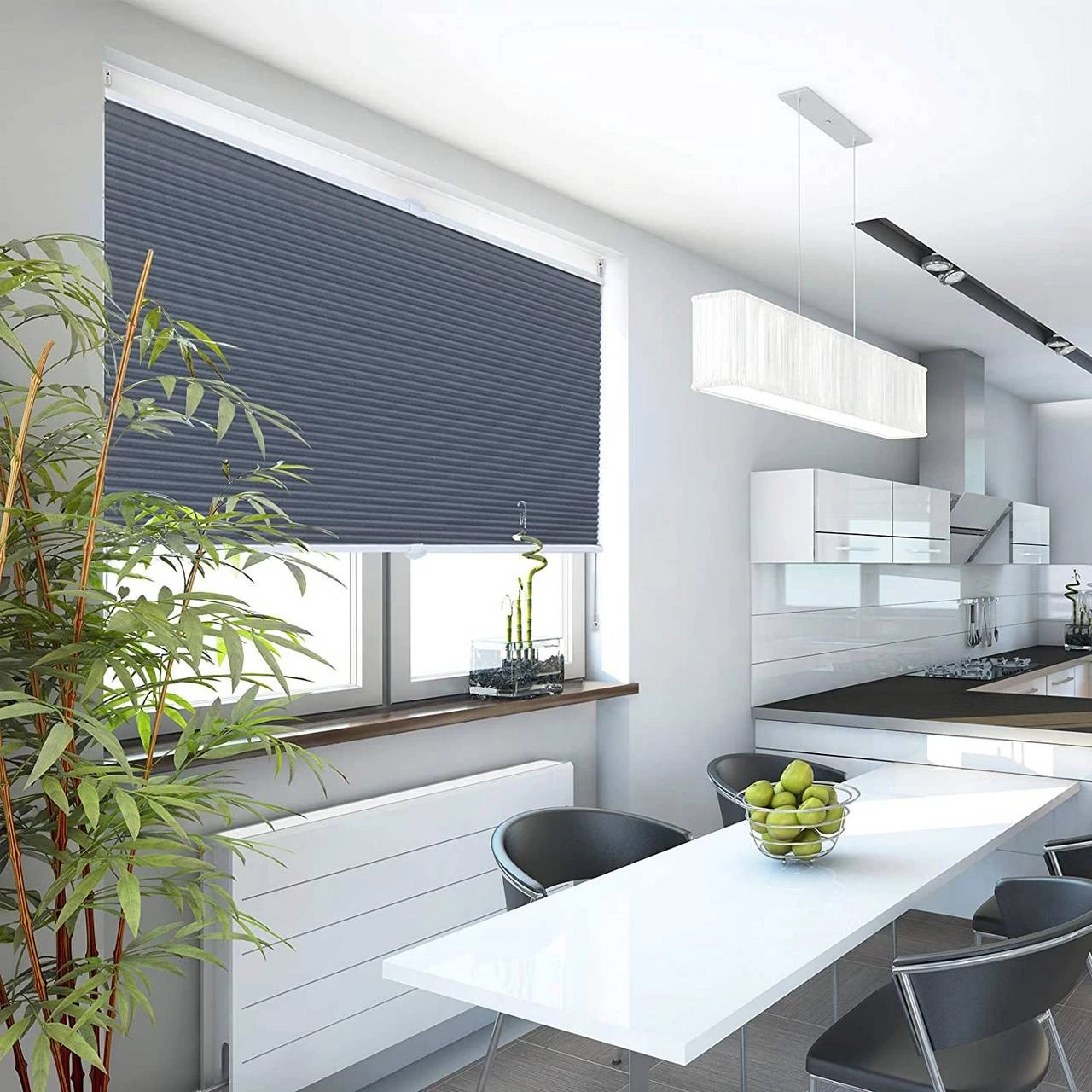 Doppelplissee Wabenplissees Ohne Bohren Mit Klemmträger Blau-weiß 2 Doppelplissee Wabenplissees Ohne Bohren Mit Klemmträger Blau-weiß – Bild 2