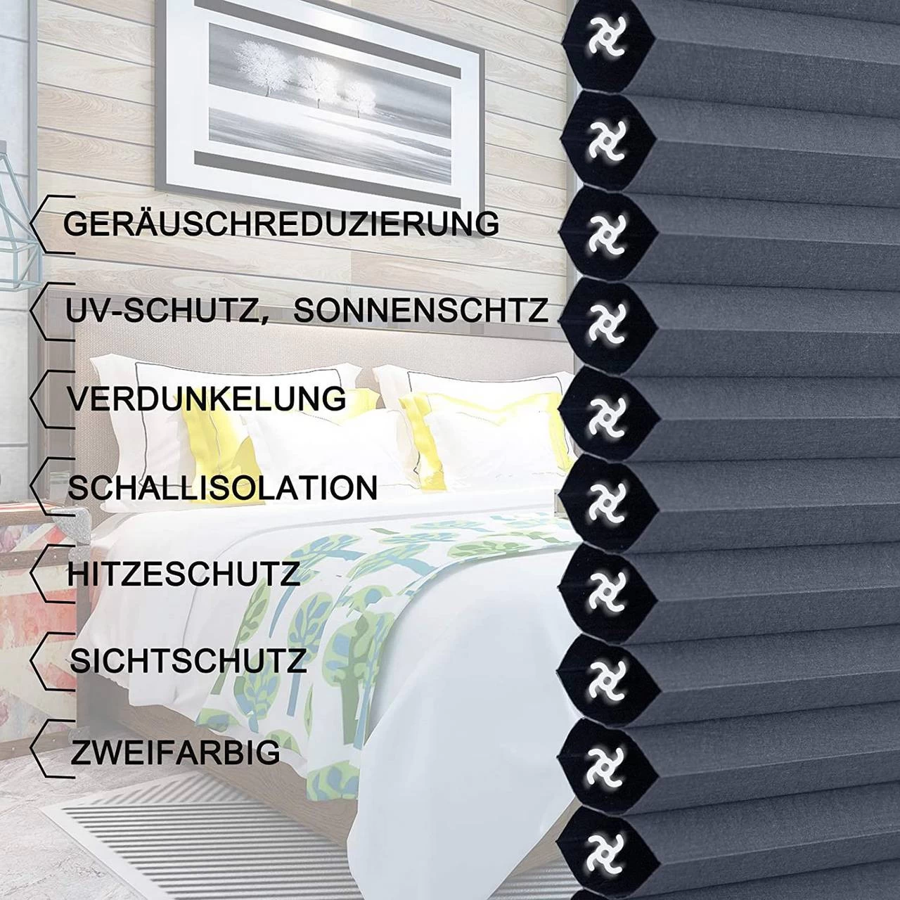 Doppelplissee Wabenplissees Ohne Bohren Mit Klemmträger Blau-weiß 6 Doppelplissee Wabenplissees Ohne Bohren Mit Klemmträger Blau-weiß – Bild 6