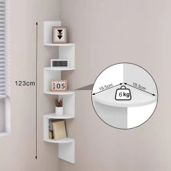 WOLTU Eckregal Mit 5 Ablagen, Zickzack-Wandregal Ecke, Hängeregal, Aus E1 MDF, Weiß -Möbel Store Eckregal 5 Ablagen Zickzack Wandregal Ecke Haengeregal aus E1 MDF W0ITT4019 Weiss3 1280x1280