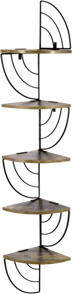Eckregal Für Wand, Schweberegal Mit Zickzack-Design, 5 Ablagen, 20x125x20 Cm -Möbel Store Eckregal f r Wand Schweberegal mit Zickzack Design 5 Ablagen 20x125x20 cm W0ITT0100 Schwarz Vintage Braun7 1280x1280