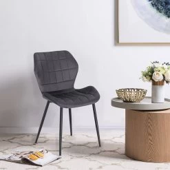 Esszimmerstühle 4er Set, Küchenstuhl, Polsterstuhl, Wohnzimmerstuhl Mit Samtbezug, Metallbeine -Möbel Store Esszimmerst hle 2er Set K chenstuhl Polsterstuhl Wohnzimmerstuhl mit Samtbezug Metallbeine BH356dgr 2 dunkelgrau4 1280x1280 1