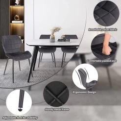 Esszimmerstühle 4er Set, Küchenstuhl, Polsterstuhl, Wohnzimmerstuhl Mit Samtbezug, Metallbeine -Möbel Store Esszimmerst hle 2er Set K chenstuhl Polsterstuhl Wohnzimmerstuhl mit Samtbezug Metallbeine BH356dgr 2 dunkelgrau5 1280x1280 1