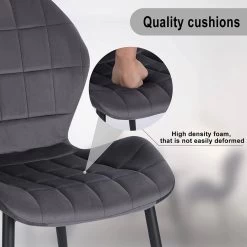 Esszimmerstühle 6er Set, Küchenstuhl, Polsterstuhl, Wohnzimmerstuhl Mit Samtbezug, Metallbeine -Möbel Store Esszimmerst hle 2er Set K chenstuhl Polsterstuhl Wohnzimmerstuhl mit Samtbezug Metallbeine BH356dgr 2 dunkelgrau6 1280x1280 2