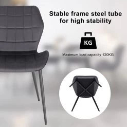 Esszimmerstühle 4er Set, Küchenstuhl, Polsterstuhl, Wohnzimmerstuhl Mit Samtbezug, Metallbeine -Möbel Store Esszimmerst hle 2er Set K chenstuhl Polsterstuhl Wohnzimmerstuhl mit Samtbezug Metallbeine BH356dgr 2 dunkelgrau7 1280x1280 1