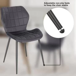 Esszimmerstühle 6er Set, Küchenstuhl, Polsterstuhl, Wohnzimmerstuhl Mit Samtbezug, Metallbeine -Möbel Store Esszimmerst hle 2er Set K chenstuhl Polsterstuhl Wohnzimmerstuhl mit Samtbezug Metallbeine BH356dgr 2 dunkelgrau8 1280x1280 2