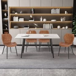 Esszimmerstühle 2er Set, Polsterstuhl, Küchenstuhl, Sitzfläche Aus Kunstleder, Metallbeine -Möbel Store Esszimmerst hle 2er Set Polsterstuhl K chenstuhl Sitzfl che aus Kunstleder Metallbeine BH357br 2 Braun2 1280x1280