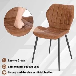 Esszimmerstühle 4er Set, Polsterstuhl, Küchenstuhl, Sitzfläche Aus Kunstleder, Metallbeine -Möbel Store Esszimmerst hle 2er Set Polsterstuhl K chenstuhl Sitzfl che aus Kunstleder Metallbeine BH357br 2 Braun6 1280x1280 2