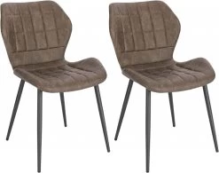 Esszimmerstühle 2er Set, Polsterstuhl, Küchenstuhl, Sitzfläche Aus Kunstleder, Metallbeine