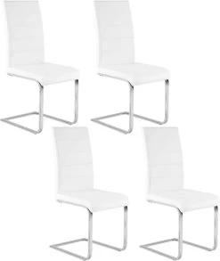 Esszimmerstühle 4er Set, Schwingstuhl Mit Hoher Rückenlehne, Kunstleder