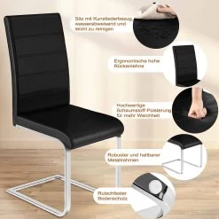 Esszimmerstühle 2er Set, Schwingstuhl Mit Hoher Rückenlehne, Kunstleder -Möbel Store Esszimmerst hle 2er Set Schwingstuhl mit hoher R ckenlehne Kunstleder W0ATT0046 2 schwarz7 1280x1280