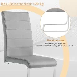 Esszimmerstühle 6er Set, Schwingstuhl Mit Hoher Rückenlehne, Samt -Möbel Store Esszimmerst hle 2er Set Schwingstuhl mit hoher R ckenlehne W0ATT0043 2 dunkelgrau7 1280x1280 1