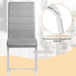 Esszimmerstühle 6er Set, Schwingstuhl Mit Hoher Rückenlehne, Samt -Möbel Store Esszimmerst hle 2er Set Schwingstuhl mit hoher R ckenlehne W0ATT0043 2 dunkelgrau8 1280x1280 1