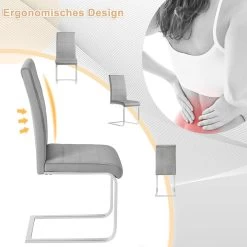 Esszimmerstühle 4er Set, Freischwinger Stuhl Mit Hoher Rückenlehne, Samt -Möbel Store Esszimmerst hle 2er Set Schwingstuhl mit hoher R ckenlehne W0ATT0043 2 dunkelgrau9 1280x1280 2