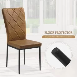 Esszimmerstühle 4er Set, Küchenstuhl Kunstleder, Mit Hoher Rückenlehne, Metallbeinen -Möbel Store Esszimmerst hle 4er Set K chenstuhl Kunstleder mit hoher R ckenlehne Metallbeinen W0ATT0049 4 braun8 1280x1280