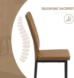 Esszimmerstühle 4er Set, Küchenstuhl Kunstleder, Mit Hoher Rückenlehne, Metallbeinen -Möbel Store Esszimmerst hle 4er Set K chenstuhl Kunstleder mit hoher R ckenlehne Metallbeinen W0ATT0049 4 braun9 1280x1280